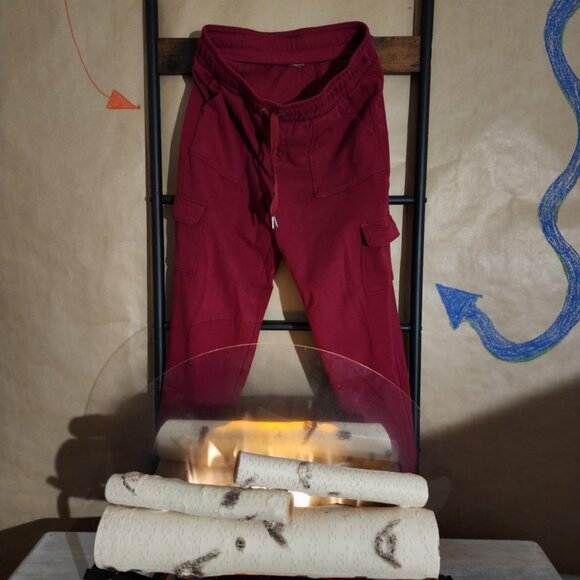Comfy Maroon Joggers with Front and Cargo Pockets - Picture 1 of 10
